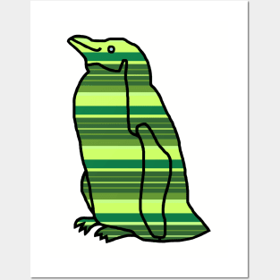 Green Stripes Penguin Posters and Art